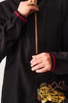 Buy_Wabi Sabi By Anshum-Ritesh_Black Chanderi Tigers Grove Kurta And Flare Pant Set _Online_at_Aza_Fashions