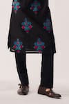 Buy_Wabi Sabi By Anshum-Ritesh_Black Chanderi Embroidery Twilight Flora Kurta And Pyjama _Online_at_Aza_Fashions