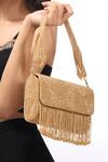 Buy_The Purple Sack_Gold Beads, Fringe, Embroidery Beaded Hand Bag 