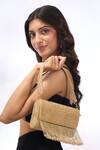 Buy_The Purple Sack_Gold Beads, Fringe Beaded Hand Embroidered Clutch _at_Aza_Fashions