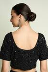 Shop_Aakaar_Black Crepe Beads, Sequins Boat Neck Embroidered Blouse _at_Aza_Fashions