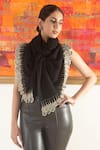 Buy_Mauli Cashmere_Black Midnight Glamour Embroidered Wool And Silk Stole _at_Aza_Fashions
