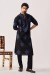 Buy_Wabi Sabi By Anshum-Ritesh_Black Chanderi Embroidery Twilight Flora Kurta And Pyjama _at_Aza_Fashions