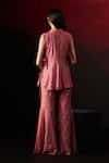 Shop_Aanchal Vijaywargi_Pink Organza, Chanderi Embroidery, Beads, Fabric Flowers, Cut Jacket Pant Set _at_Aza_Fashions