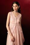 Buy_Aanchal Vijaywargi_Pink Organza, Chanderi, Satin Embroidery, Cut Chillean Jacket With Draped Skirt _Online_at_Aza_Fashions