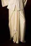 Aanchal Vijaywargi_Ivory Chanderi, Satin Embroidery Power Pearl Peplum Blazer With Skirt _Online_at_Aza_Fashions