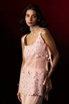 Buy_Aanchal Vijaywargi_Pink Organza, Chanderi, Georgette, Satin Embroidery, Cut Misty Top Palazzo Set _Online_at_Aza_Fashions