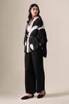 Buy_Ampm_Black Organza, Satin Collared Elvira Printed Shirt And Pant Set 