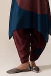 Buy_Ampm_Burgundy Silk Embroidery Collared Ohad Leaf Pattern Tunic And Pant Set _Online_at_Aza_Fashions