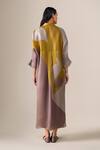 Shop_Ampm_Mustard Satin, Organza Collared Silfira Printed Tunic With Palazzo _at_Aza_Fashions