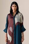 Buy_Ampm_Blue Satin, Organza Collared Silfira Printed Tunic With Palazzo _Online_at_Aza_Fashions