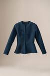Buy_Ampm_Navy Shantoon, Satin, Organza Valla Quilted Pattern Jacket With Palazzo 