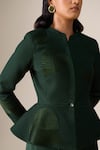 Ampm_Green Shantoon, Satin, Organza Valla Quilted Pattern Jacket With Palazzo _at_Aza_Fashions