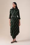 Buy Ampm Green Satin, Organza High Neck Zeba Linear Pattern Kurta With Dhoti Pant Online at Aza Fashions Buy_Ampm_Green Satin, Organza High Neck Zeba Linear Pattern Kurta With Dhoti Pant _Online_at_Aza_Fashions