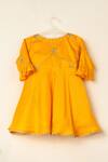 Shop_Darleen Kids Couture_Yellow Silk Embroidery, Sequins Pushp Kurta And Sharara Set _at_Aza_Fashions
