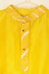 Shop_Darleen Kids Couture_Yellow Silk Sequins Basant Placket Embroidered Kurta Set _at_Aza_Fashions