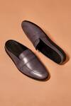 Shop_Dmodot_Gray Hoffler Grego Full Grain Crust Leather Mules _at_Aza_Fashions
