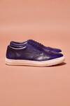 Dmodot_Blue Cobalto Full Grain Leather Brogue Detail Sneakers _Online_at_Aza_Fashions