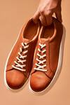 Buy_Dmodot_Tan Bosco Leather Sneakers  _Online_at_Aza_Fashions