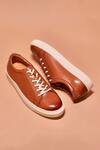 Shop_Dmodot_Tan Bosco Leather Sneakers  _Online_at_Aza_Fashions