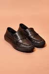 Dmodot_Black Leather Tristo Penny Loafer Sneakers _Online_at_Aza_Fashions