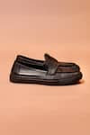 Buy_Dmodot_Black Leather Tristo Penny Loafer Sneakers _Online_at_Aza_Fashions