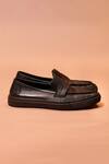 Shop_Dmodot_Black Leather Tristo Penny Loafer Sneakers _Online_at_Aza_Fashions