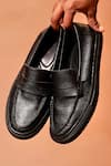 Dmodot_Black Leather Tristo Penny Loafer Sneakers _at_Aza_Fashions