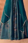 Label Moni K_Teal Tissue, Crepe, Organza Embroidery, Zari, Chakra Scallop Lehenga Set _Online_at_Aza_Fashions