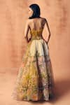 Shop_Label Moni K_Yellow Organza Embroidery, Sequins, Potpourri Printed Lehenga With Blouse _at_Aza_Fashions