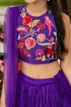 Panchhi By Kanupriya Tibrewala_Purple Crinkle Embroidery, Sequins, Beads Anaar Bagh Lehenga Set _at_Aza_Fashions