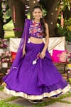 Buy_Panchhi By Kanupriya Tibrewala_Purple Crinkle Embroidery, Sequins, Beads Anaar Bagh Lehenga Set 