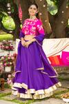 Shop_Panchhi By Kanupriya Tibrewala_Pink Silk, Crinkle Embroidery, Gota Patti, Tassels Round Rani Bagh Lehenga Set _at_Aza_Fashions