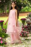 Shop_Panchhi By Kanupriya Tibrewala_Pink Satin, Net Mirrors Dil Tunic And Palazzo Set _at_Aza_Fashions