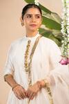 Panchhi By Kanupriya Tibrewala_Off White Chanderi Embroidery, Zari, Gota Patti Samriddhi Tunic Palazzo Set _Online_at_Aza_Fashions