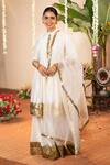 Panchhi By Kanupriya Tibrewala_Off White Chanderi Embroidery, Zari, Gota Patti Samriddhi Tunic Palazzo Set _at_Aza_Fashions