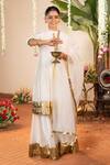 Buy_Panchhi By Kanupriya Tibrewala_Off White Chanderi Embroidery, Zari, Gota Patti Samriddhi Tunic Palazzo Set _at_Aza_Fashions