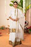 Shop_Panchhi By Kanupriya Tibrewala_Off White Chanderi Embroidery, Zari, Gota Patti Samriddhi Tunic Palazzo Set _at_Aza_Fashions