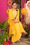 Buy_Panchhi By Kanupriya Tibrewala_Yellow Crepe, Crinkle, Silk, Chiffon Embroidery, Dil Ki Rani Sharara Set _at_Aza_Fashions