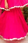 Panchhi By Kanupriya Tibrewala_Fuchsia Crepe, Tulle Sequins, Zari, Gota Rajkumari Flared Kurta Sharara Set _Online_at_Aza_Fashions
