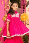Buy_Panchhi By Kanupriya Tibrewala_Fuchsia Crepe, Tulle Sequins, Zari, Gota Rajkumari Flared Kurta Sharara Set _Online_at_Aza_Fashions