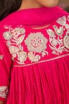 Shop_Panchhi By Kanupriya Tibrewala_Fuchsia Crepe, Tulle Sequins, Zari, Gota Rajkumari Flared Kurta Sharara Set _Online_at_Aza_Fashions