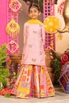 Buy_Panchhi By Kanupriya Tibrewala_Pink Silk, Tulle Embroidery Dil Ka Tukda Kurta Sharara Set _at_Aza_Fashions