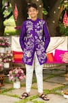 Buy_Panchhi By Kanupriya Tibrewala_Purple Silk, Cotton, Lycra Embroidery, Zari Anaar Bagh Sherwani Set _at_Aza_Fashions