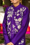 Panchhi By Kanupriya Tibrewala_Purple Silk, Cotton, Lycra Embroidery, Zari Anaar Bagh Sherwani Set _at_Aza_Fashions