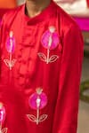 Panchhi By Kanupriya Tibrewala_Red Satin, Modal Embroidery, Beads Ek Anaar Kurta Set _Online_at_Aza_Fashions