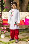 Shop_Panchhi By Kanupriya Tibrewala_White Satin, Modal Embroidery Main Tota Kurta And Dhoti Pant Set _at_Aza_Fashions