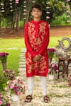 Buy_Panchhi By Kanupriya Tibrewala_Red Silk, Lycra, Cotton Embroidery Anaar Bagh Kurta Set _at_Aza_Fashions