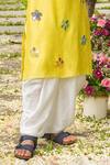 Panchhi By Kanupriya Tibrewala_Yellow Silk, Modal, Satin Mirrors Ek Phool Kurta And Dhoti Pant Set _Online_at_Aza_Fashions