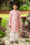 Buy_Panchhi By Kanupriya Tibrewala_Pink Silk, Modal, Satin Mirrors Gulab Bagh Kurta And Dhoti Pant Set _at_Aza_Fashions